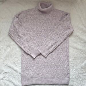 Lavender Cable Knit Turtleneck Sweater Dress